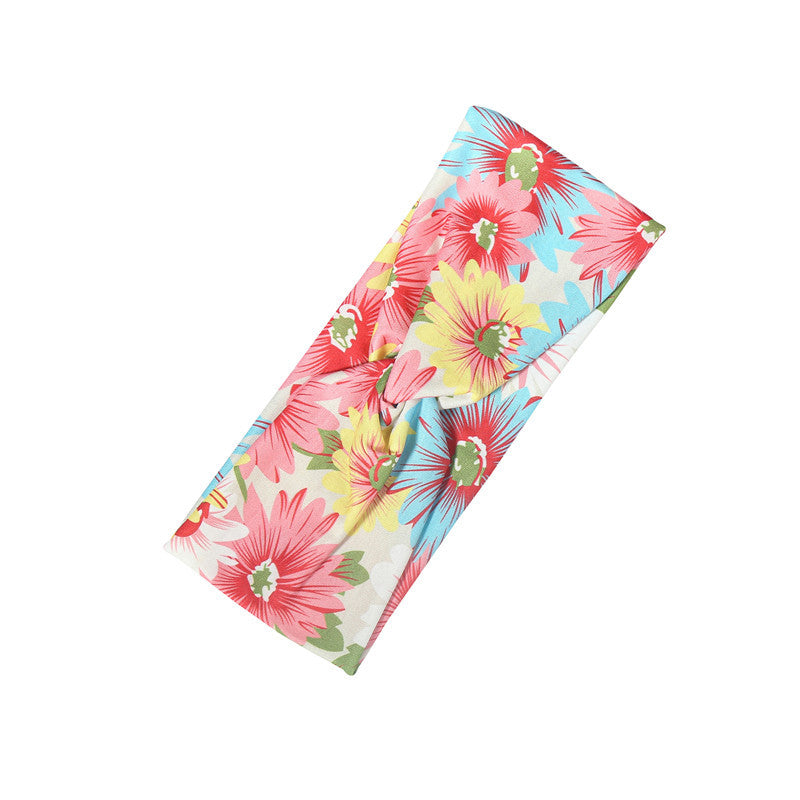 Twist front Multicoloured sunflowers print thin headband