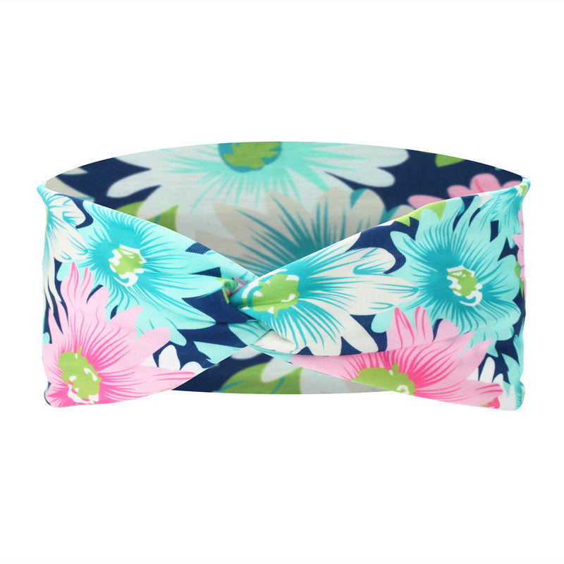 Twist front Multicoloured sunflowers print thin headband