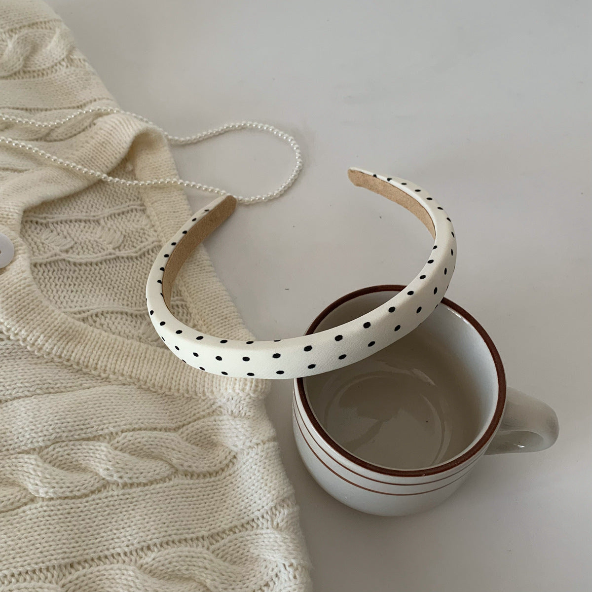 1cm wide printed headband in black white