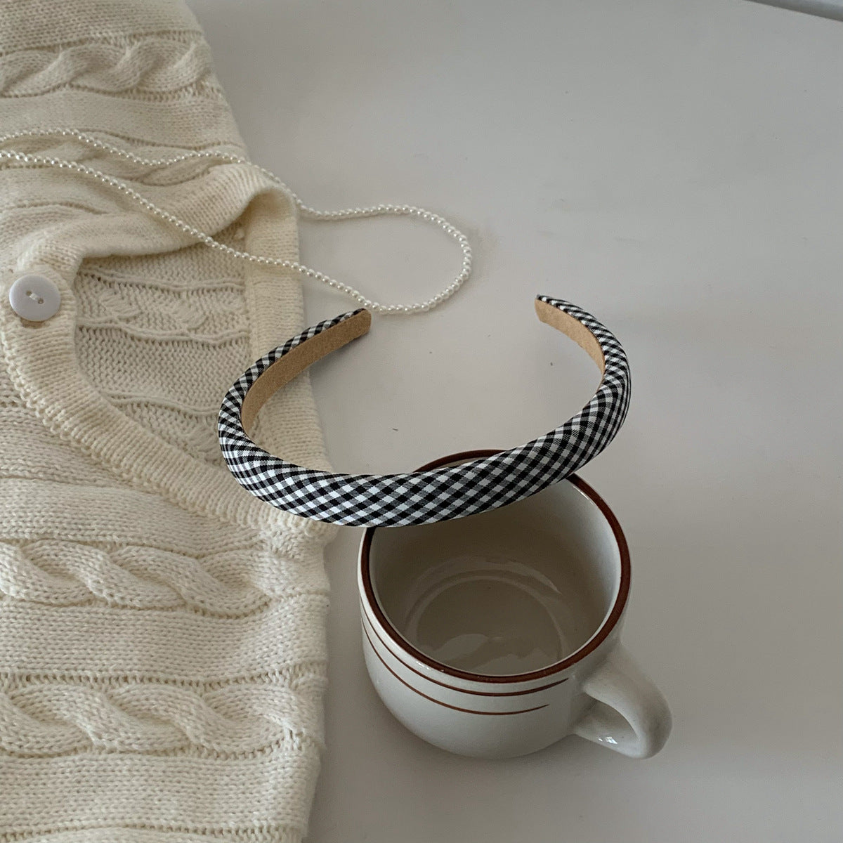 1cm wide printed headband in black white