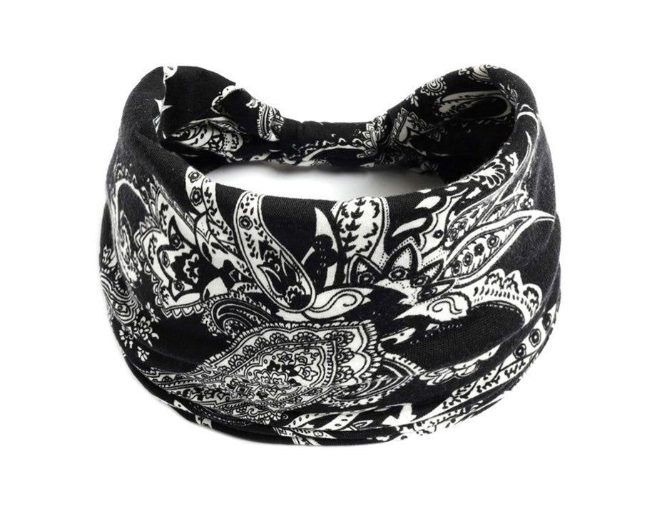 Ethnic style printed 2-way knotted bandanna hair band