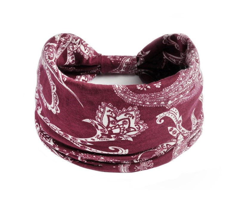 Ethnic style printed 2-way knotted bandanna hair band
