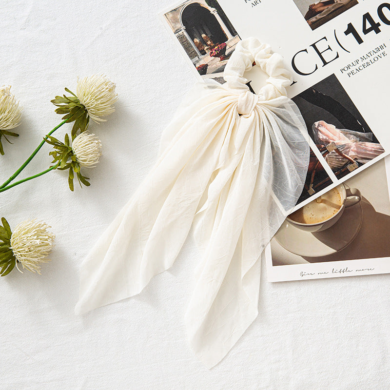 Chiffon plain scrunchies with long tail