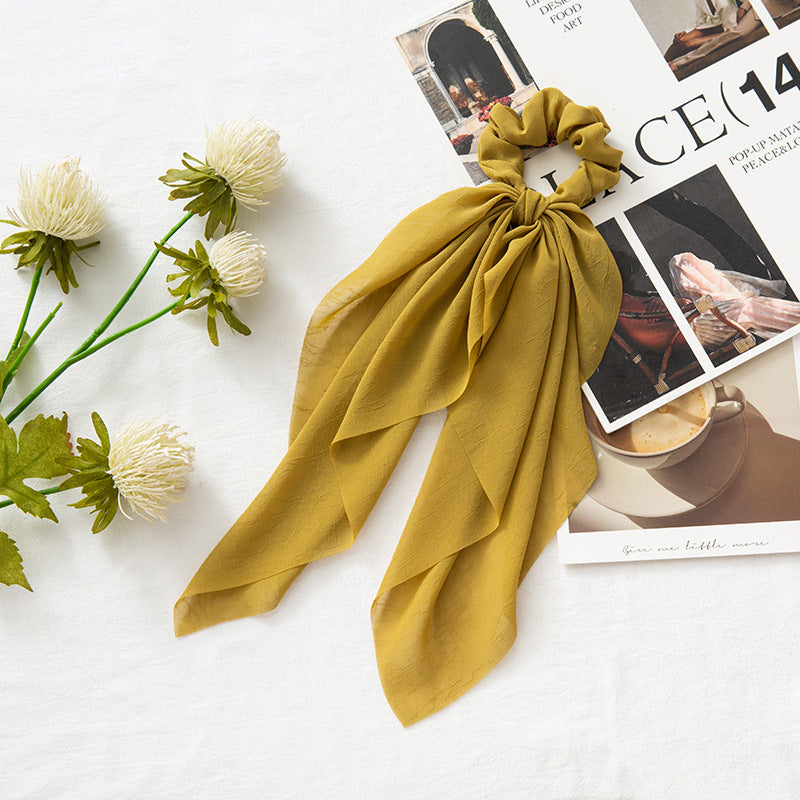 Chiffon plain scrunchies with long tail