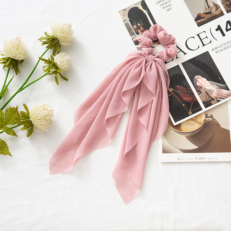 Chiffon plain scrunchies with long tail