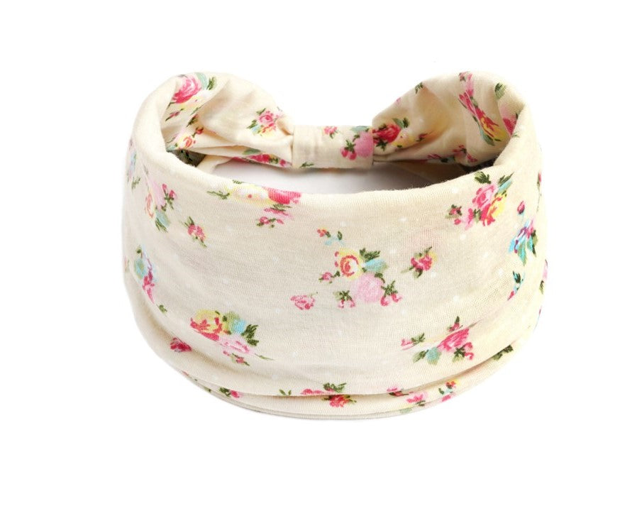 Small flowers printed 2-way knotted bandanna hair band