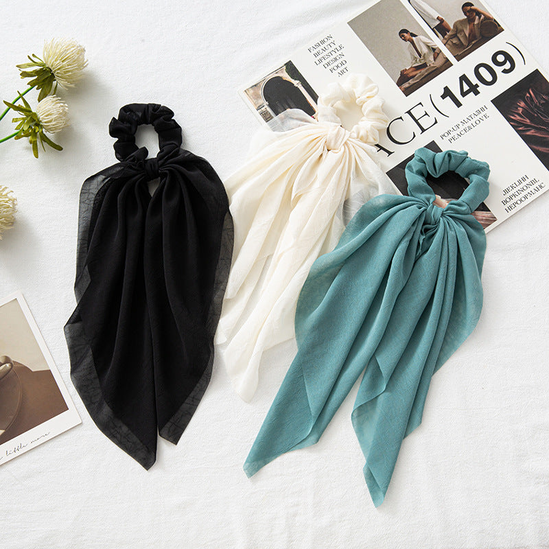 Chiffon plain scrunchies with long tail