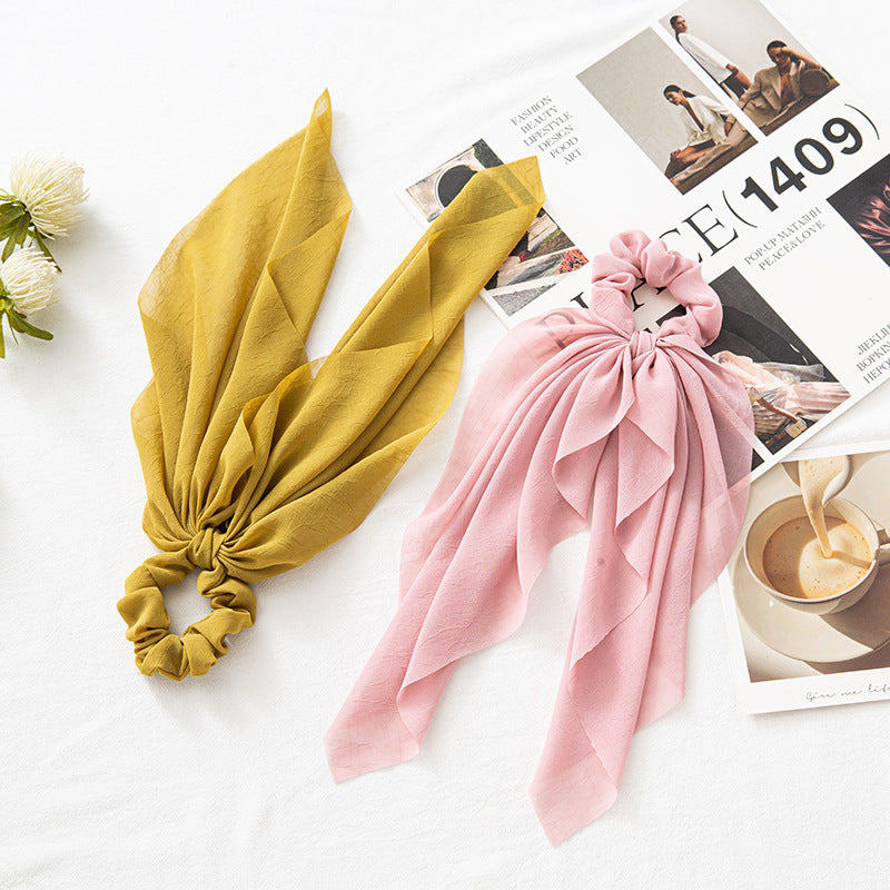 Chiffon plain scrunchies with long tail