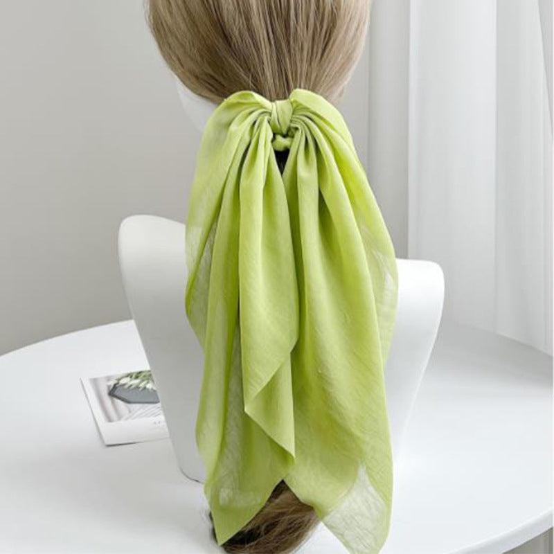 Chiffon plain scrunchies with long tail