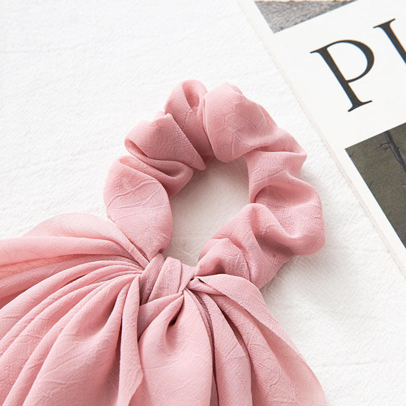 Chiffon plain scrunchies with long tail