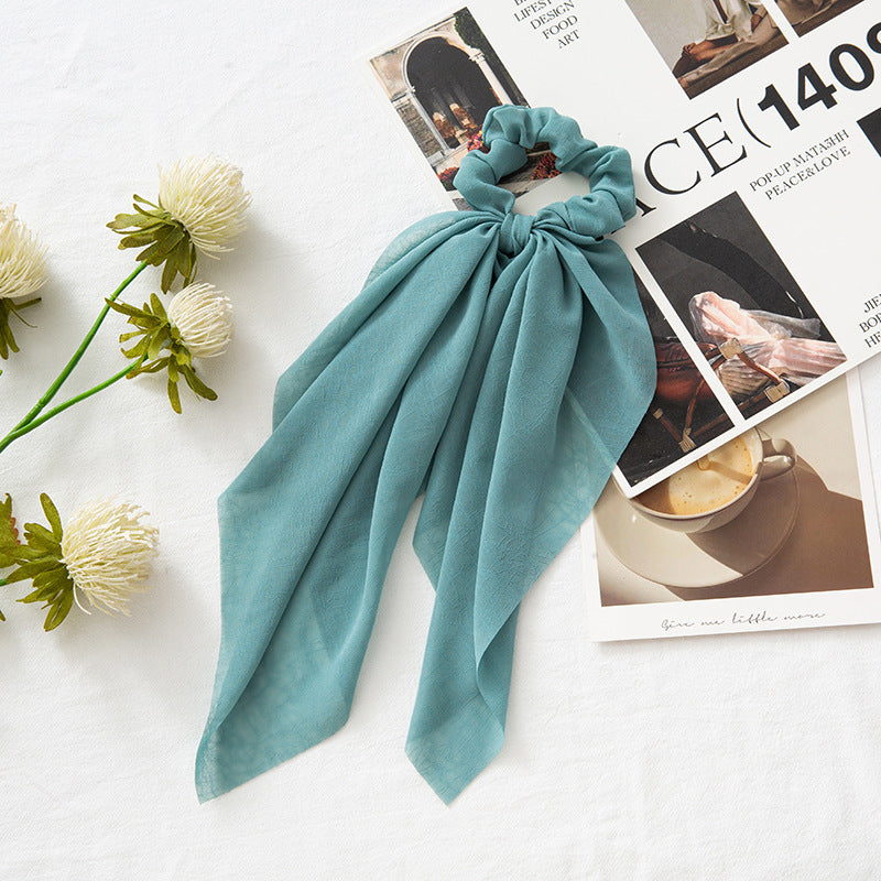 Chiffon plain scrunchies with long tail