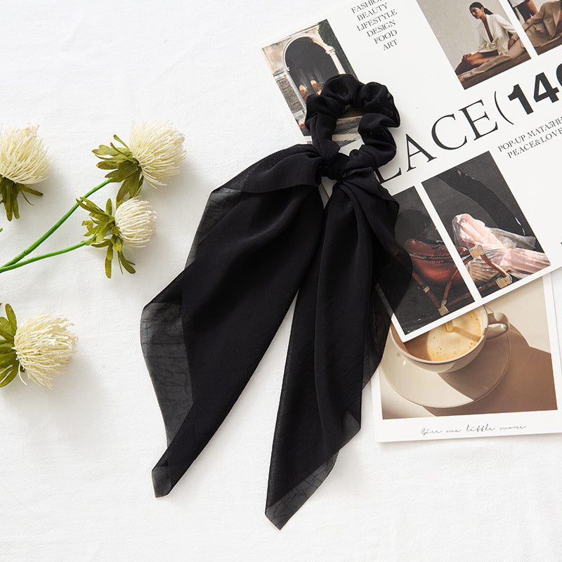 Chiffon plain scrunchies with long tail