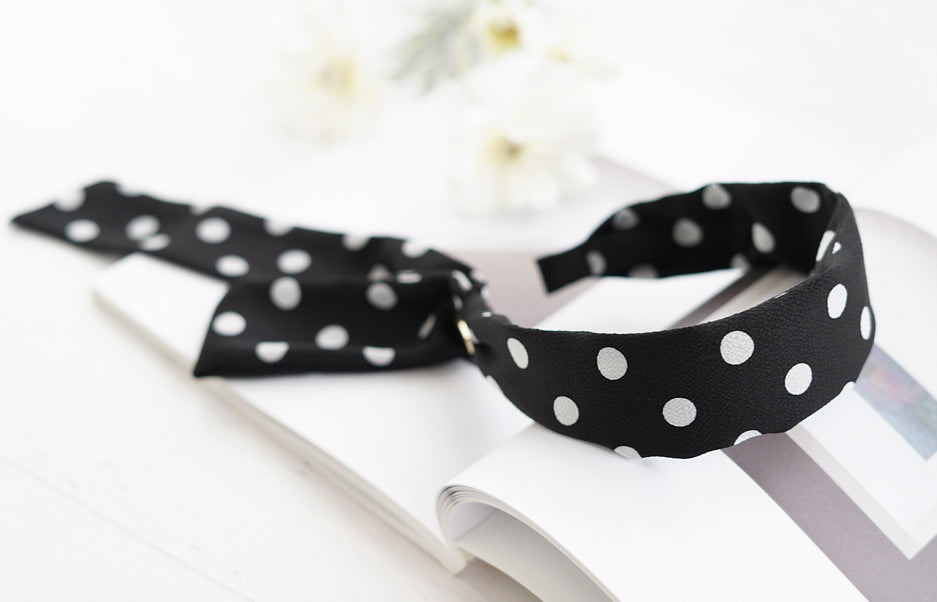Patterned satin headband with scarf