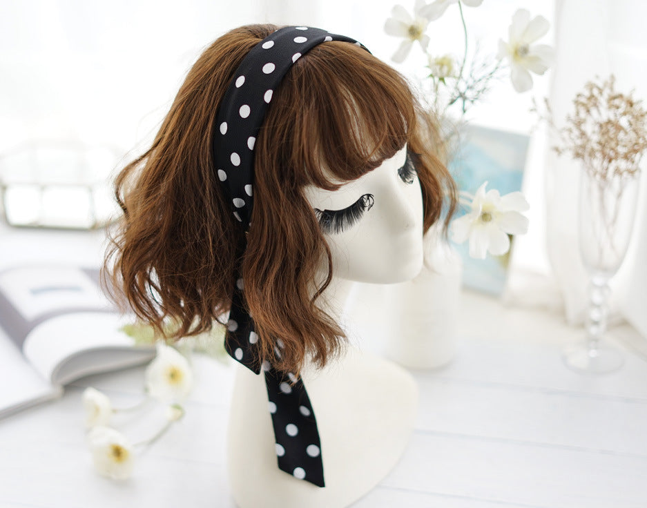 Patterned satin headband with scarf