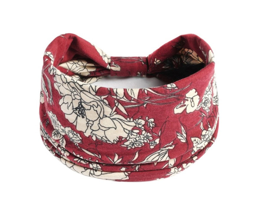 Peony printed 2-way knotted bandanna hair band