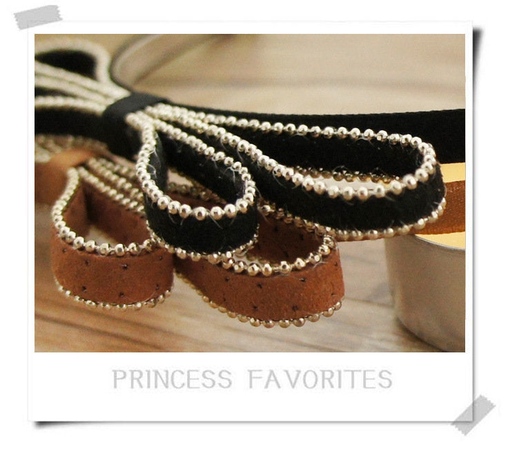 Suede slim headband with bow