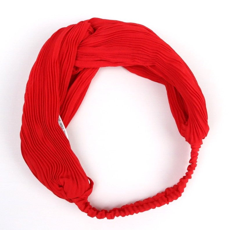 Pleated chiffon twist front elastic headband