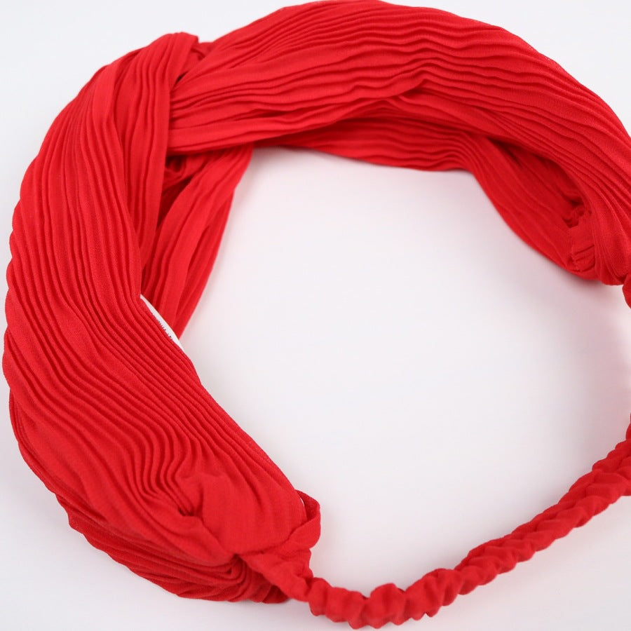 Pleated chiffon twist front elastic headband