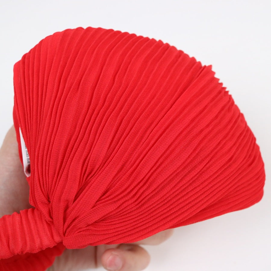 Pleated chiffon twist front elastic headband