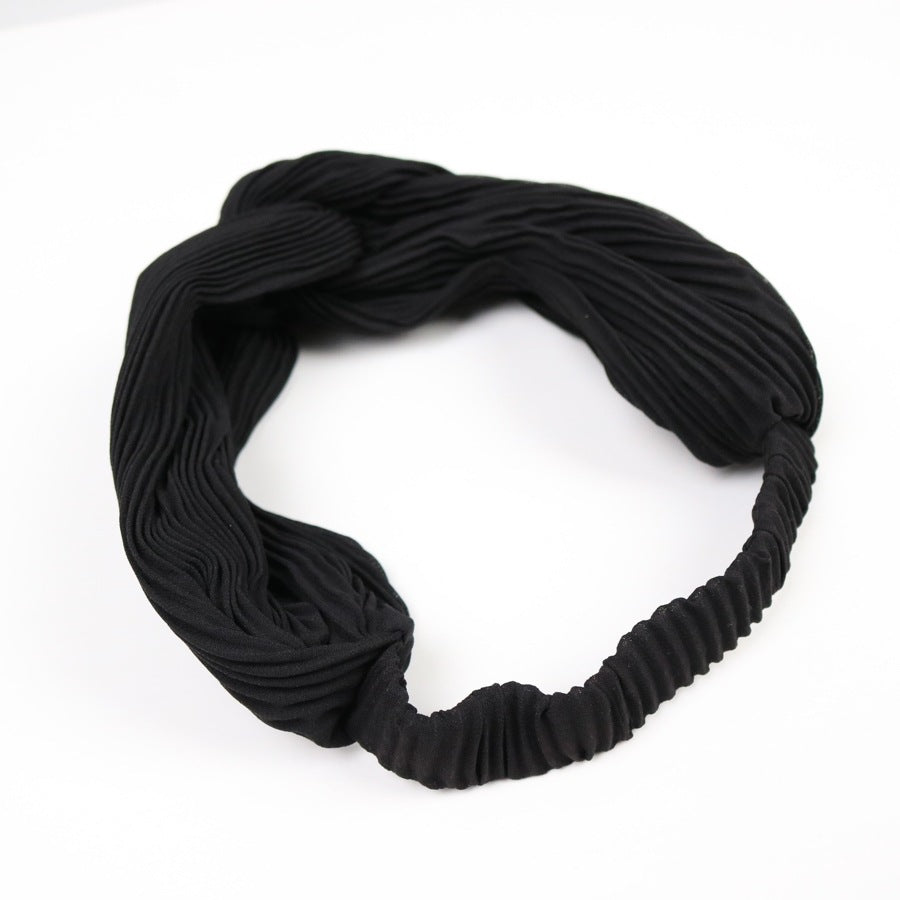 Pleated chiffon twist front elastic headband