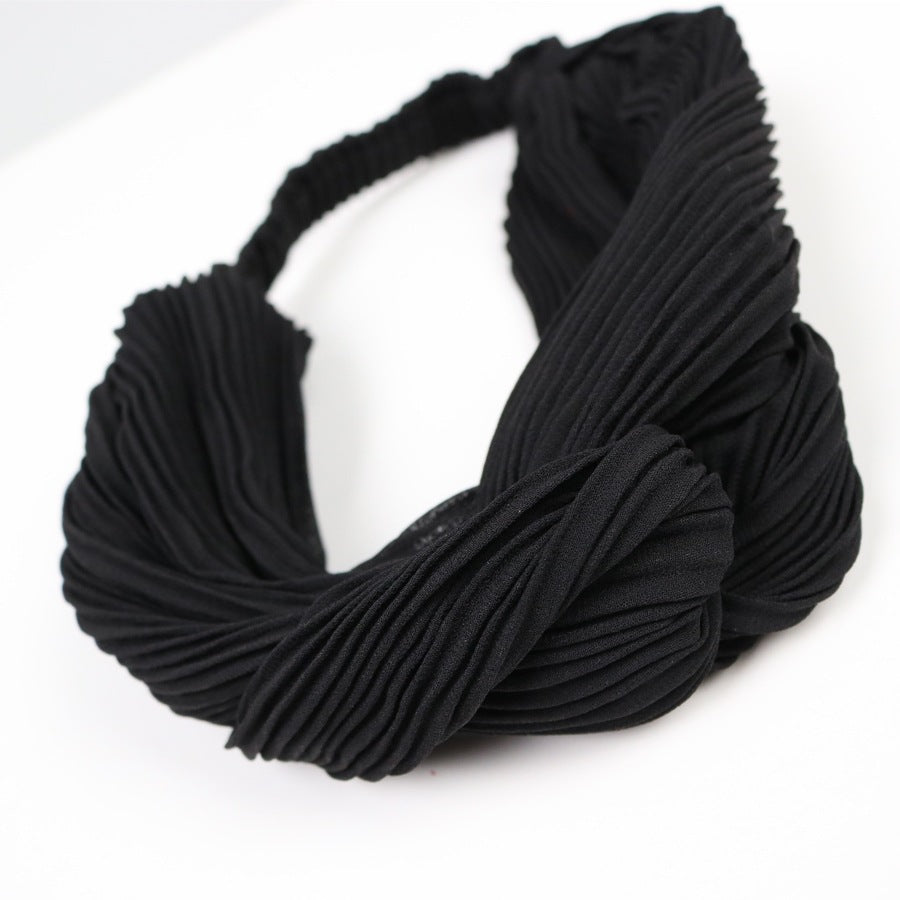 Pleated chiffon twist front elastic headband