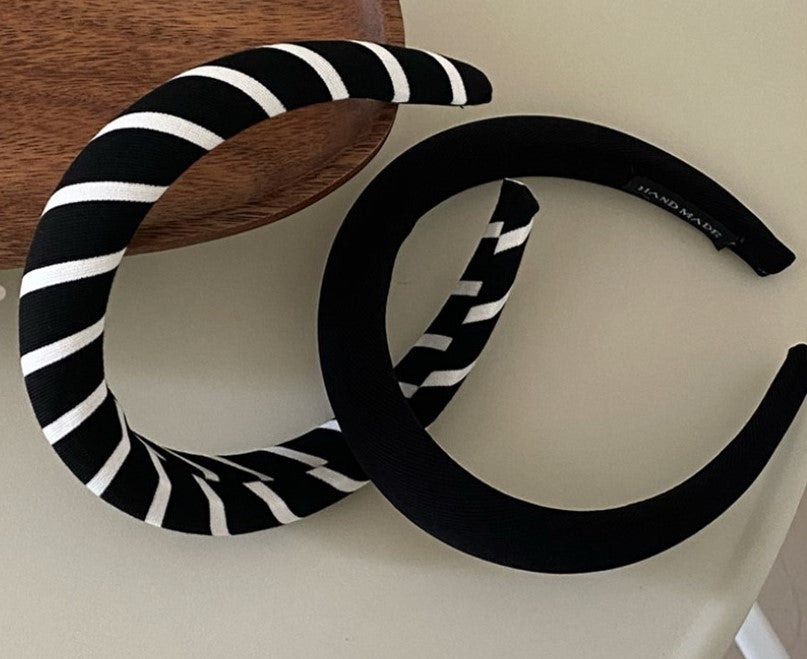 Black White swirl stripes padded headband