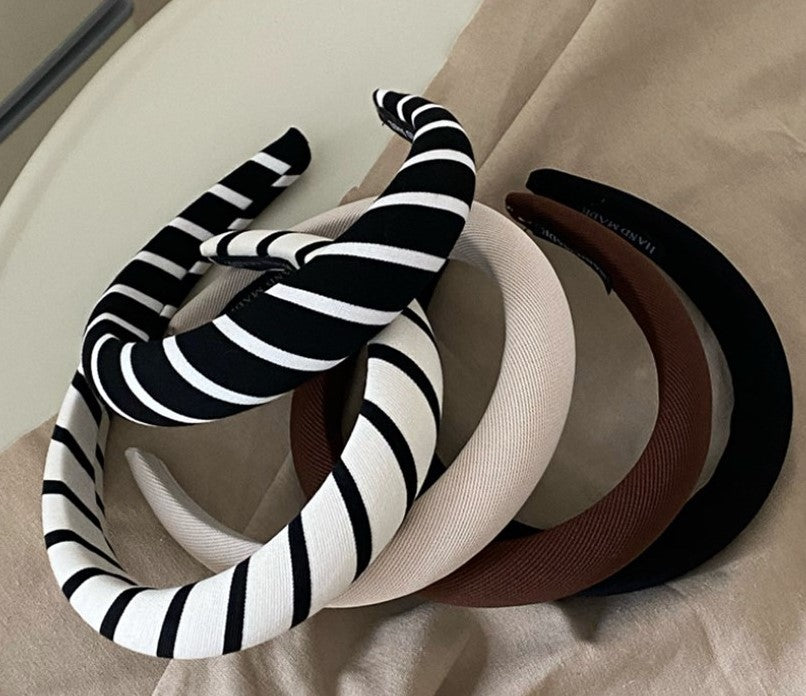 Black White swirl stripes padded headband