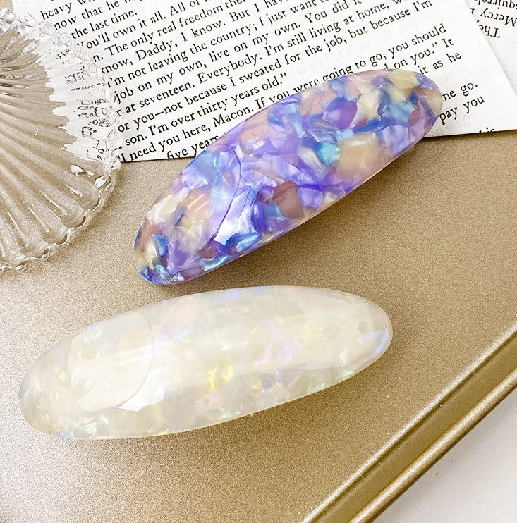 Multicoloured oval resin hair barrette