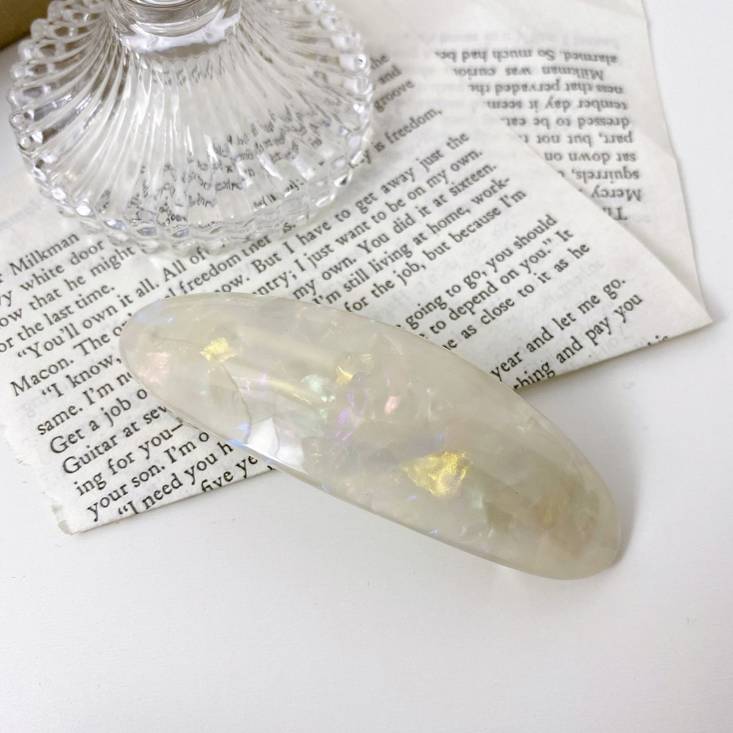 Multicoloured oval resin hair barrette