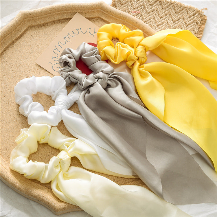 Satin scrunchies with scarf in plain colours