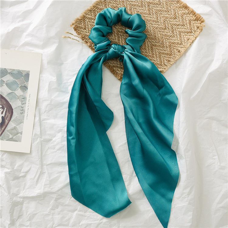 Satin scrunchies with scarf in plain colours