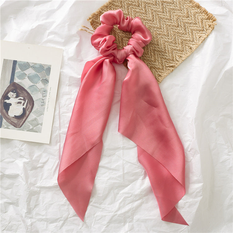 Satin scrunchies with scarf in plain colours