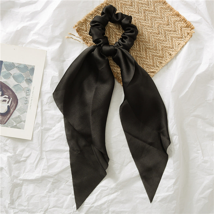 Satin scrunchies with scarf in plain colours