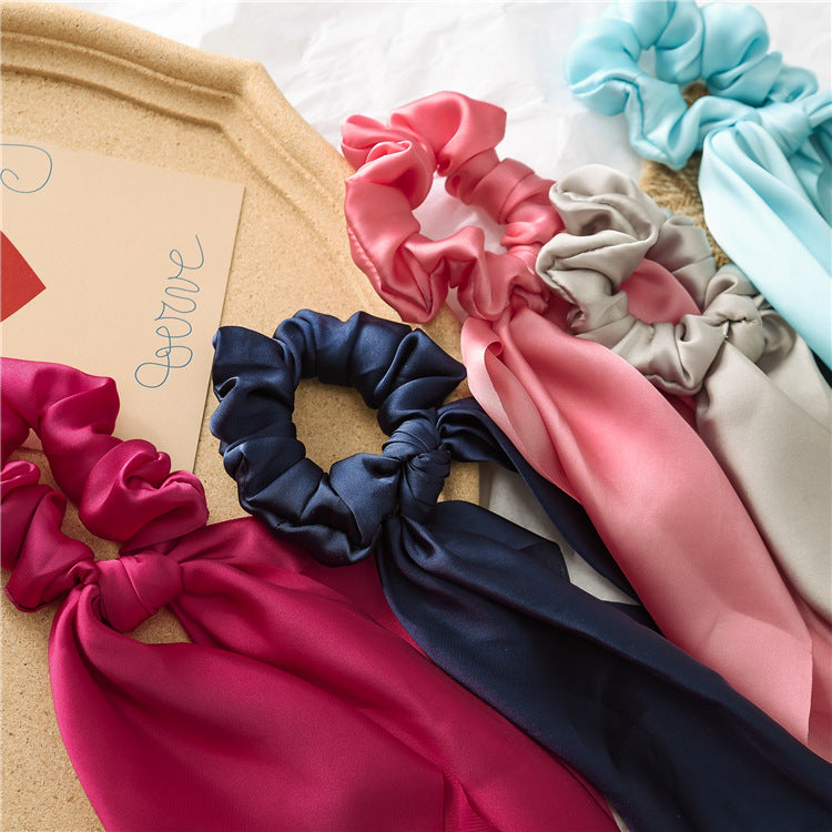 Satin scrunchies with scarf in plain colours