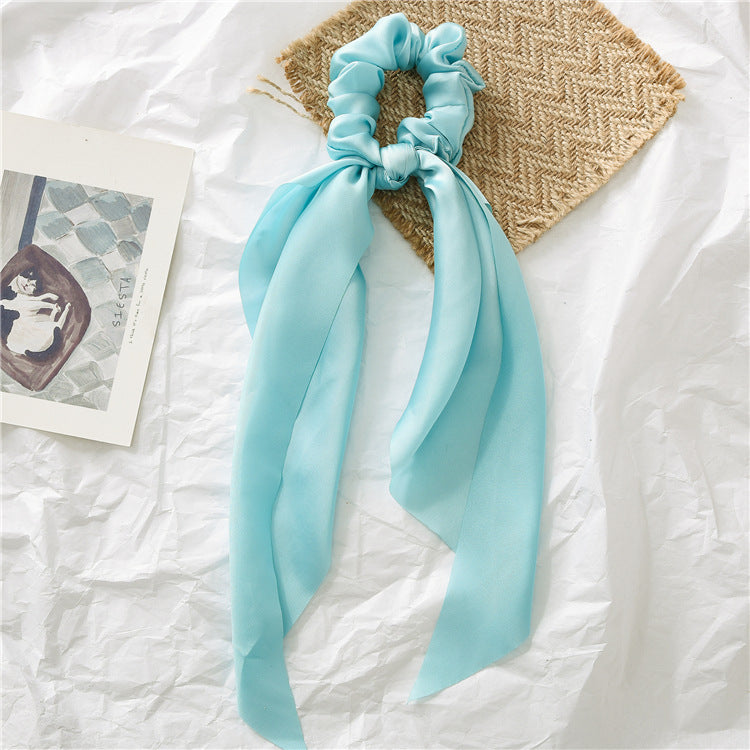 Satin scrunchies with scarf in plain colours