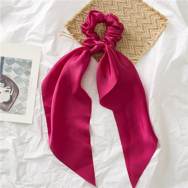 Satin scrunchies with scarf in plain colours