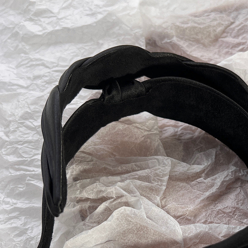 Black silky satin braided headband