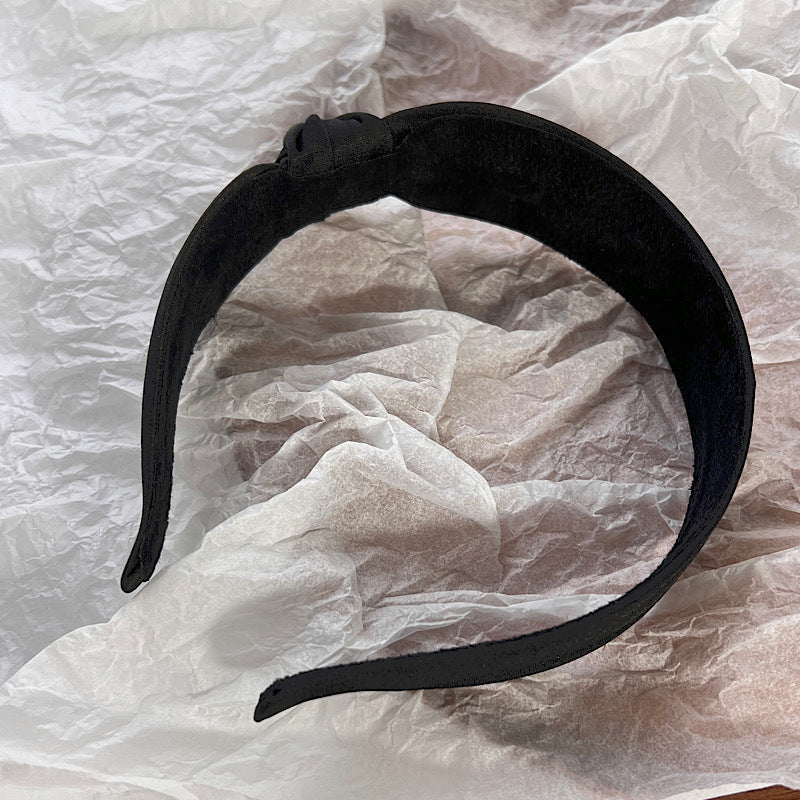 Black silky satin braided headband
