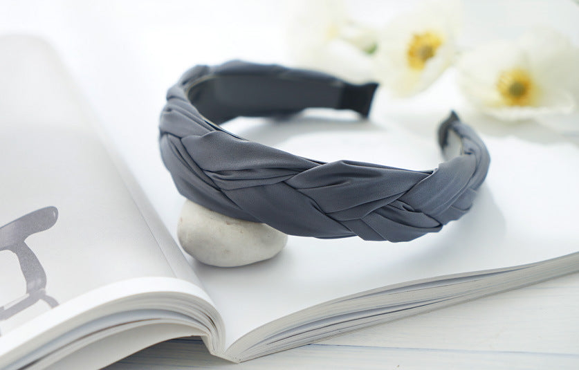 Braided top satin headband