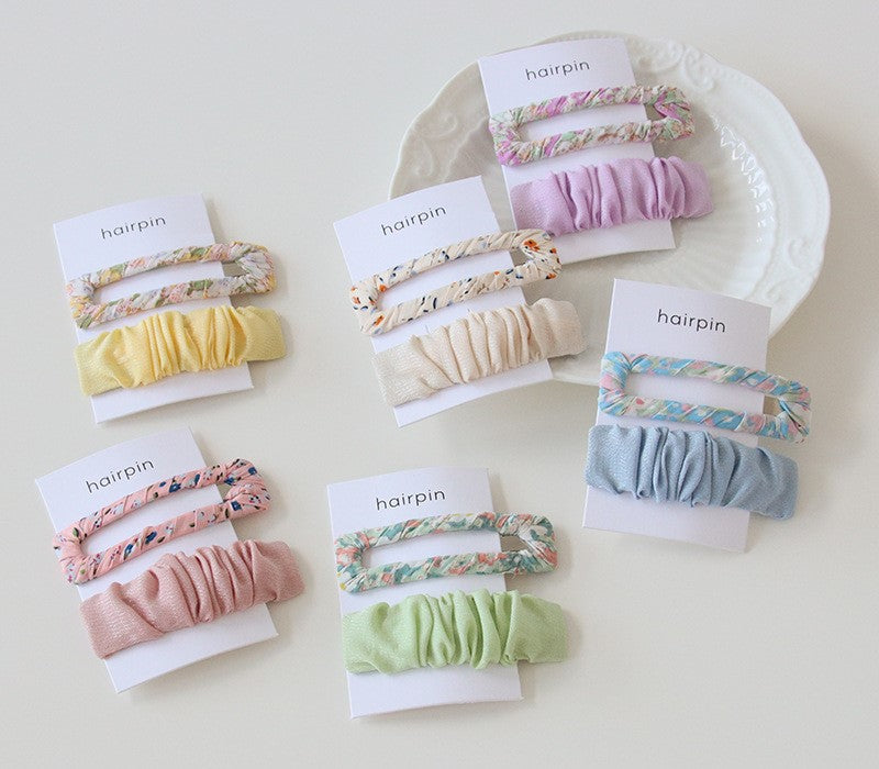 2-pack chiffon floral snap hair pin