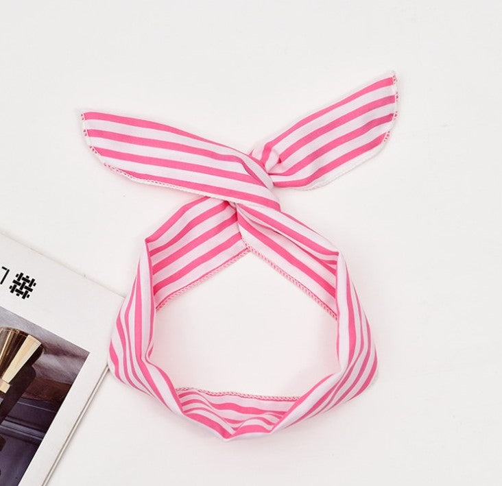Strips patterned twist hair scarf