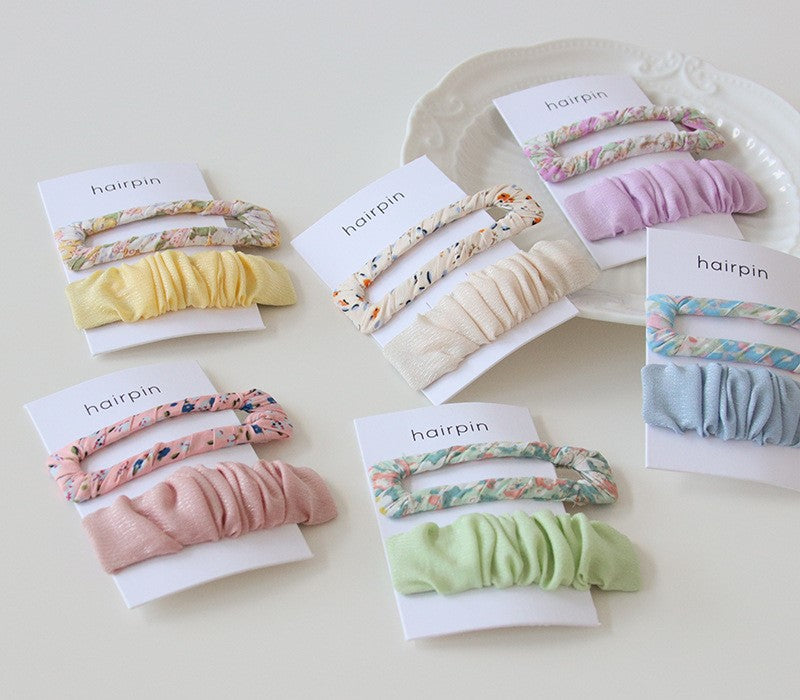 2-pack chiffon floral snap hair pin