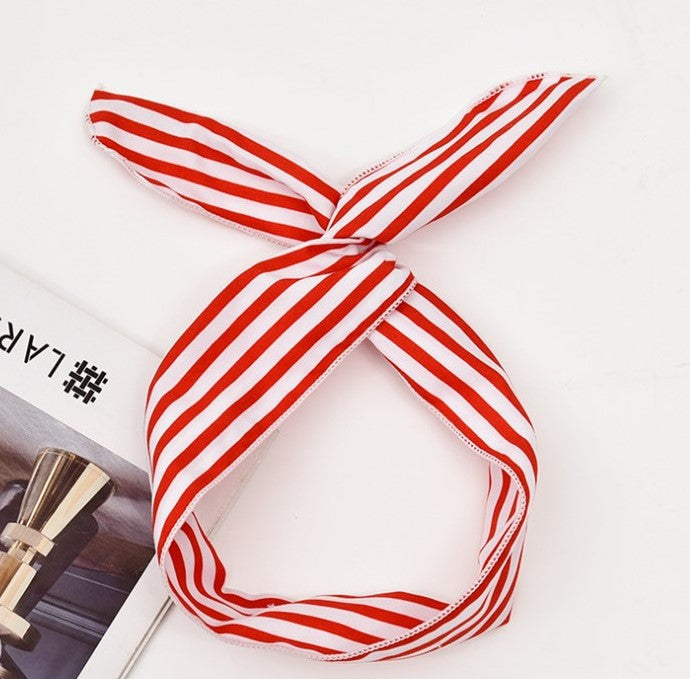 Strips patterned twist hair scarf