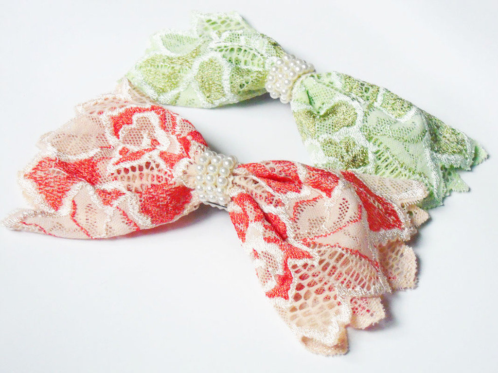 Lace large bow hair slide