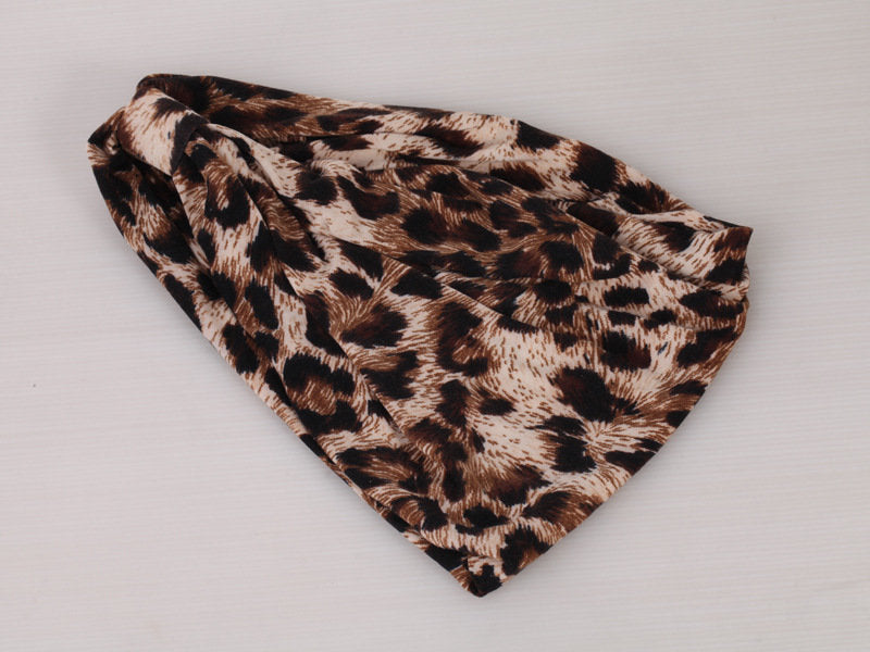Leopard print 2-way bandanna headband