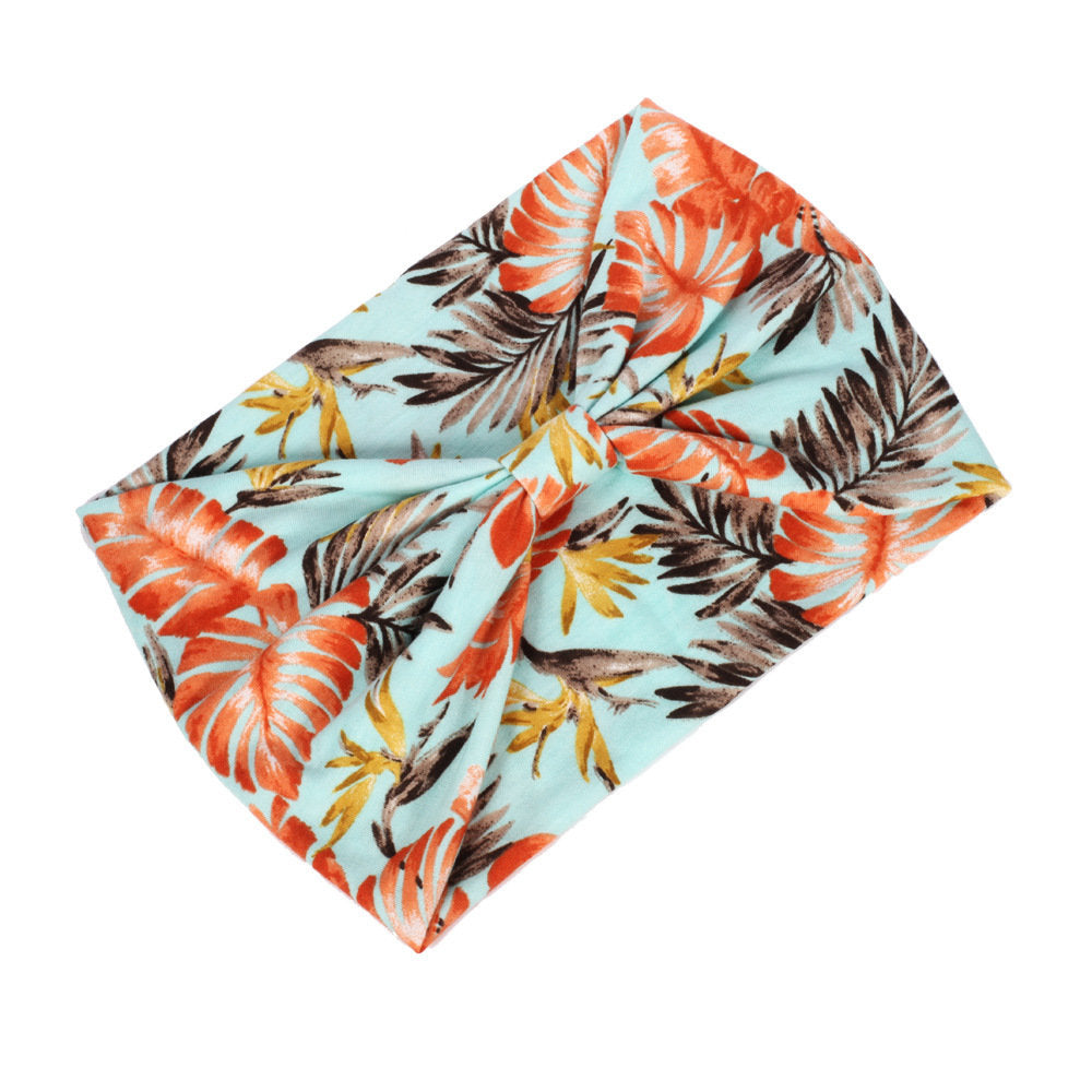 2-way knotted bandanna headband in tropical print