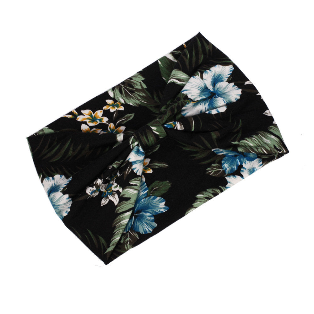 2-way knotted bandanna headband in tropical print