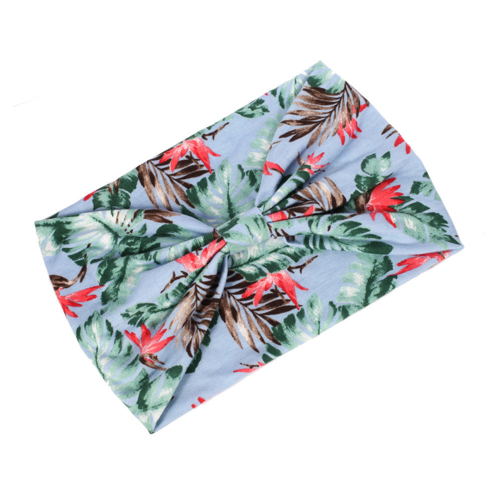 2-way knotted bandanna headband in tropical print