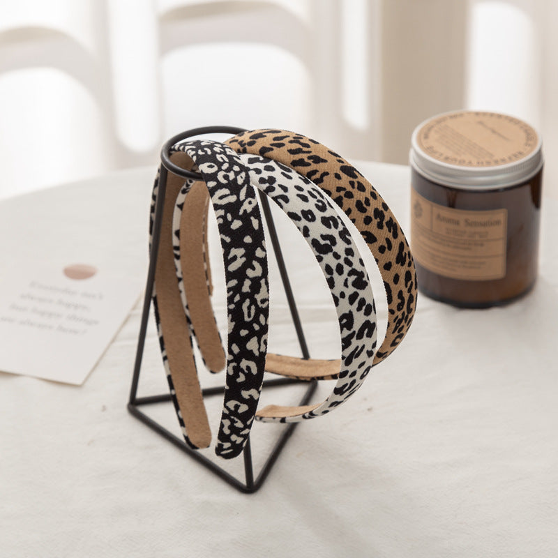 Ribbed cotton leopard headband
