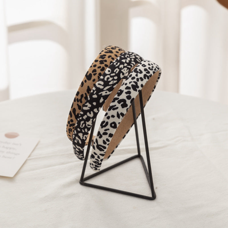 Ribbed cotton leopard headband